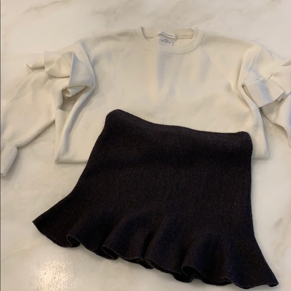 Zara Girls Grey Knit Skirt-Size 6/7